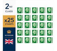 25 Pack 2nd Class Stamps UK Letter - Self Adhesive Barcoded Postage Stamps - Everyday Letter Stamps for Home, Office & Business Use