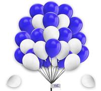 25 Pack 5 Inch White & Blue Balloons for Birthday Decorations, Baby Shower, Engagement, Wedding - Plain Round Latex Party Balloons