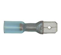 25 Pack 6.3mm Heat Shrink Male Push-On Terminal - 16 To 14 Awg Cable - Blue