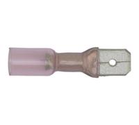 25 PACK 6.4mm Heat Shrink Male Push-On Terminal - 22 to 18 AWG Cable - Red