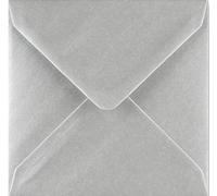 25 Pack 6” x 6” Silver Envelopes Square 155mm x 155mm Gummed Metallic Pearl