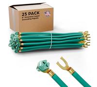 (25 Pack) 8″ Stranded Copper Grounding Pigtails | Pre-Stripped Fork & Spade Connector with Green Captive Screw | Heavy-Duty Bonding Jumper for Metal Boxes & Panels | Contractor Bulk Pack