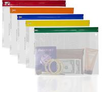 25 Pack A4 Plus Zip Bags - Extra Large Transparent Plastic Wallets with Label Panel & Coloured Zip - Waterproof Dust-Resistant Ziplock Document Holders for School, Office, Home & Travel