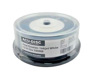 25 Pack ACU-DISC Black Bottom Pro Vinyl Blank Inkjet Printable CD-R 52x 700MB 80 Min Cake Box