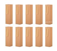 25 Pack Bottle Gift Bag, Bottle Bags for Wine, Wine Gift Bag Single, Kraft Paper Bags with Handles for Wines Spirits, Reusable Wines Tote Bag for Birthday,Wedding,Christmas,Housewarming(Kraft)