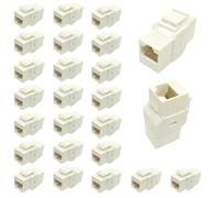 25-Pack CAT5e Inline Coupler - RJ45 to RJ45 Connector, Straight Through, White | Ethernet Keystone Coupler for Patch Cables
