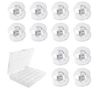 25 Pack Clear Plastic Sewing Machine Bobbins,Plastic Bobbins for Sewing Machine Universal Clear Bobbins with Bobbin Case Sewing Machine Accessories (Transparent,with Case)