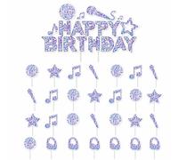25-Pack Demon Cake Topper, Paper Cake Decorations with Big and Small Sign Sticks, Kpop Party Decorations
