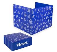 25-Pack Desk Dividers for Students, 3-Fold Privacy Screens, Durable Waterproof Plastic Study Boards, Easy Clean Classroom Shields for Schools,Teacher Supplies & Student Desk Organizers, Blue