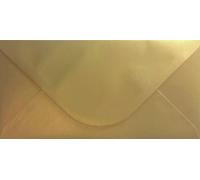 25 Pack DL Gold Envelopes 110mm x 220mm Gummed Metallic Pearl