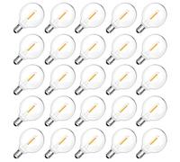 25 Pack G40 1W Outdoor LED Bulbs, E12 Edison Screw Light Bulbs, Warm White 2700K, IP54 Waterproof , 230V Non-dimmable, G40 Globe Replacement Bulbs for Garden, String Lights, Party, Outdoor Events