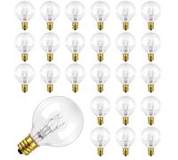 25 Pack G40 7 Watt Incandescent Replacement Bulbs, E12 Outdoor String Lights Bulbs, Warm White 2200K, IP44 Water Resistance, G40 Globe Bulb for Indoor Outdoor String Lights, Wedding, Party Decoration