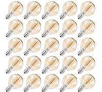 25 Pack G40 LED Replacement Bulbs 1W E12 Small Screw Bulbs Warm White 2200K Amber Glass Globe Bulbs Equivalent 7W Incandescent for Indoor Outdoor String Lights Garden Patio Decoration Waterproof Bulb