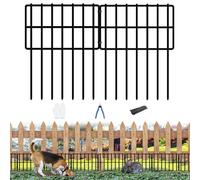 25 Pack Garden Animal Barrier - 1.65inch Spike Spacing, Reusable Rustproof Metal Fence Border for Dogs & Rabbits - Total 27ft(L) x 17inch(H)