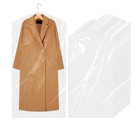 25 Pack Garment Bags 60x130cm, Long Clothes Covers for Suits Dresses Coats Jackets, Transparent Dustproof Wardrobe Storage Bags Reusable PEVA