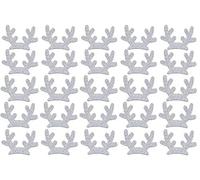 25 Pack Glitter Reindeer Antlers Felt Applique Kits Santa's Elk Antlers Felt Patches Sheets for Dogs Hair Accessories Scrapbook Cake Topper Embellishment Craft Christmas Decorations (Silver)