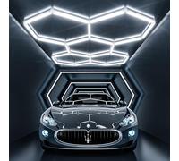 25 Pack Hexagon LED Garage Lights, 6500K Cool White, 3-Speed Dimmable (30%/60%/100%) - for Garage, Warehouse, Workshop, Gym, Basement, Car Wash