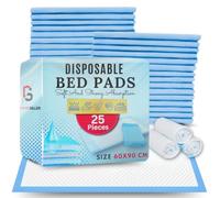 25 Pack Incontinence Bed Pads 60x90 cm- High Absorbent, Leakproof & Odour Control Disposable Changing Mats Baby & Adults, Incontinence Sheets, Drynites Bed Mats & Disposable Bed Sheets