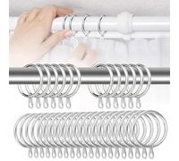 25 Pack Metal Curtain Rings , 3.0mm Wire & 25mm Inner Diameter Curtain Pole Rings , Silver Drapery Hooks with Attachments, Premium Hanging Hardware for Window Poles & Shower Drapery Rods
