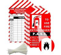 25 Pack Monthly Fire Extinguisher Inspection Tags Record 4 Year with Adjustable Wire Ties - 3.25 x 5.75 Inch PP Extinguisher Recharge and Inspection Record Tag for Indoor Outdoor Fire Extinguishers