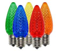25 Pack Multicolor C9 Faceted LED Christmas Light Bulbs for Indoor and Outdoor Use E17 Base Commercial Grade Bulbs