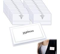 25 Pack Name Badge Clip and Pin Name Badges 9x5.6cm Durable Plastic Id Name Badges for Work Badge Holders for Office, School, Conference and Hospitality Use