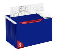 25 Pack of Hanging File Folders (18" X 12") Includes White Metal Rod Hangers, Plastic Label Tabs & Label Cards