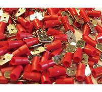 25 pack of red 6.3 terminal crimp connector push on male spade crimps 25 50 100 pack (25)