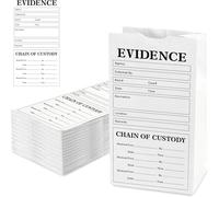 25 Pack Paper Evidence Bags 9.45x5x3 Inch White Theme Party Evidence Bag