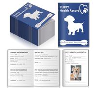 25 Pack Puppy Shot Record Booklets 12 Sheets Per Pack Dog Vaccination Record Book Dog Health Records 5*3.5inch Dog Information Record Notebook dog medical and vaccine book for Pet Lovers Doggy Medical