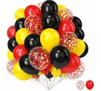 25 Pack Red Yellow Black Balloons 10 Inch Combo & Confetti Balloons for Boys Birthday Baby Shower Wedding Carnival Racing Car Sports Party Decoration