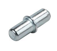 25 Pack Rok Hardware 5mm (13/64") Diameter Heavy Duty Divided Shelf Pins with Stop in Zinc Finish, Dual Sided Metal Dowel Cabinet & Book Shelves Pegs, Duplo Metal Shelf Clip, ROKSP5ZDUP