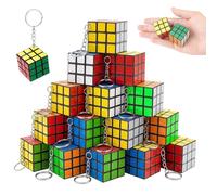 25 Pack Rubik's Cube 3x3 Speed Cube Set, Needoh Mini Cube Keychain Puzzle, Rubix Cube Collection for Educational Entertainment and Stress Relief, Compact Design with Smooth Rotation Mechanism