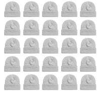 25 Pack Winter Beanie Hats, Unisex Thermal Toboggan Cold Weather Cuffed Caps Bulk Bundle, Gray, One Size