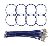 25 Pack Wire Keychain Cable,5.9 Inches Nylon Coated Stainless Steel Key Ring,Luggage Tag Loops,2mm Twist Barrel,Dark Blue