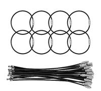 25 Pack Wire Keychain Cable,5.9 Inches Nylon Coated Stainless Steel Key Ring,Luggage Tag Loops,2mm Twist Barrel,Black