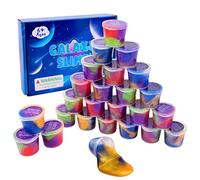 25 Packs Galaxy Slime Age 3+, Party Favor for Kids Girls & Boys, Adults, Non Sticky, Stress & Anxiety Relief, Wet, Super Soft Sludge Toy