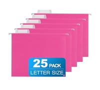 25 Packs Hanging File Folders Pink,Letter Size 8.5x11,Hanging File Folders with 1/5-cut Tabs,File Folders for Filing Cabinet with Tabs,Designed for Bulky Files,Ideal Office,School Classroom
