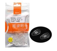 (25 pairs) Nose cap for glasses, silicone material, soft, pressed and screwed by Dhoptical (cartridge, 15 mm)