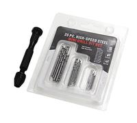 25 Pcs 0.5-3.0 mm HSS Micro Twist Drill Bit, Mini High Speed Steel Drill with Hand Pin Vise Rotary Tools for Wood, Plastic, Soft Metal