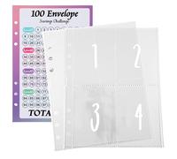 25 PCS 100 Envelope Money Saving Challenge Binder, 6 Ring A5 Money Saving Binders Challenge Book, Budget Binder Planner 1~100 Numbers Multiple Budget Sheets for Cash Stuffing