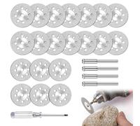 25 PCS 22mm Diamond Cutting Wheel Cut Off Discs for Dremel Rotary Tool with 4 Pieces 3 mm Mandrel and a Screwdriver, Diamond Cutting Disc & Rotary Tool Cutting Discs and Accessory Cutting.
