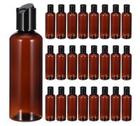 25 Pcs 3.5oz Plastic Squeeze Bottles with Disc Top Flip Cap Empty Amber Refillable Containers Small Travel Toiletry Bottles for Lotion Shampoo Oil Body Soap Creams
