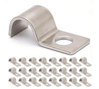 25 Pcs 304 Stainless Steel P Clips Mounting Brackets Pipe Strap Ø 10 mm, Heavy-Duty Conduit Brackets Mater Cable Holder Clips, Pipe Bracket for EMT Conduits Tube Cable Wire Cord Management