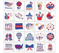 25 Pcs 4th of July Temporary Tattoos,Independence Day Costume Design,250 Anniversary USA Temporary Tattoos,Fourth of July USA Independence Day Patriotic Party Favors Supplies Decor
