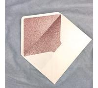 25 PCS A7 Pearlescent Glitter Envelopes,5.35 x 7.7 inches, Perfect for 5x7 Weddings,Invitation Cards,Birthday Greeting Invite (Pearl Ivory+ Dark Rose Gold Glitter)