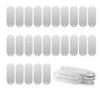 25 PCS Aluminum Blanks, Silver Laser Engraving Blank Keyring Pendants Stamping Blanks Oval Metal Tags with 2 Holes for Jewelry Tag, Pet Id Tags, Metal Dog Tag, DIY Leather Art Craft Projects
