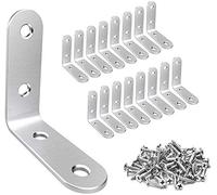 25 Pcs Angle Brackets L Bracket Stainless 90 Degree Corner Brace, Sturdy Right Silver Angle Heavy Duty for Repairing Furniture (40 * 40mm)