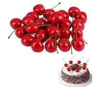 25 pcs Artificial Red Simulated Cherry, Simulated Plastic Fruit,Artificial Lifelike Simulation Cherries, Simulate Plastic Fruit, Christmas, Thanksgiving Home Kitchen Party Decor, Photography, Props