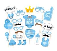 25 Pcs Baby Shower Decorations Boy,Baby Shower Party Photo Booth Props,IT’S A BOY Gender Reveal Decorations,Baby Shower Games Photo Props for Boy Birthday Party,Baby Shower Decorations